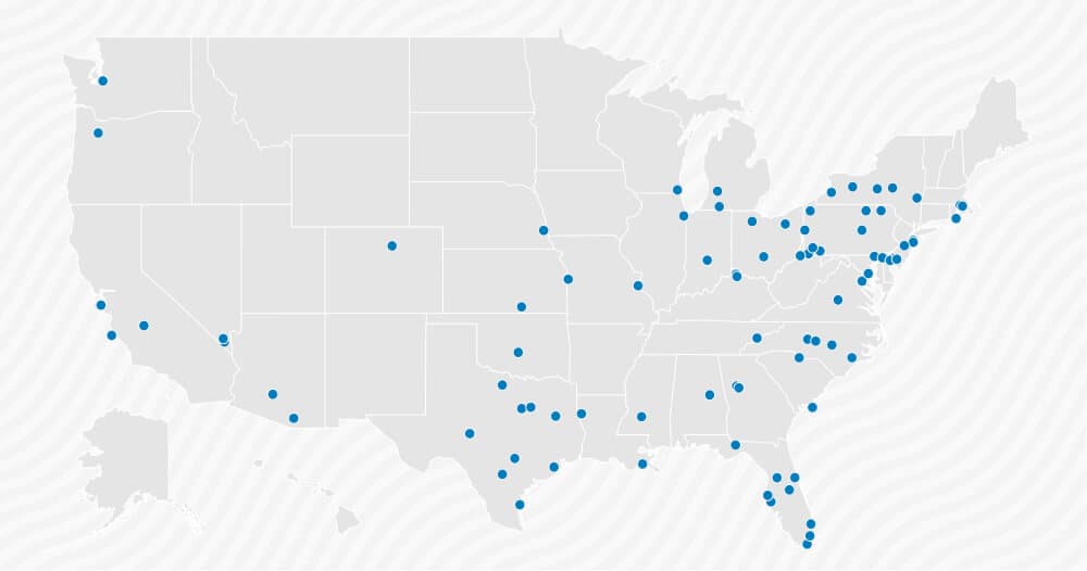 Map of NIB associated nonprofit agency and Base Supply Center locations